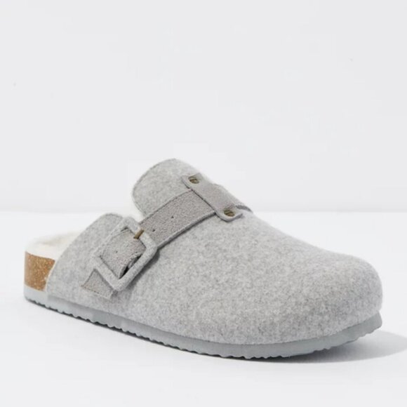 American Eagle Women's Felt Shearling Gray Clog Slip-on Shoes Size 10. - Picture 5 of 16